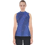Texture Multicolour Ink Dip Flare Mock Neck Shell Top