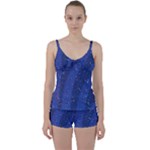 Texture Multicolour Ink Dip Flare Tie Front Two Piece Tankini