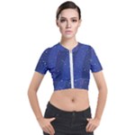 Texture Multicolour Ink Dip Flare Short Sleeve Cropped Jacket
