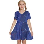 Texture Multicolour Ink Dip Flare Kids  Short Sleeve Tiered Mini Dress