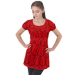 Red Background Wallpaper Puff Sleeve Tunic Top