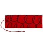Red Background Wallpaper Roll Up Canvas Pencil Holder (M)