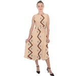 Print Pattern Minimal Tribal Midi Tie-Back Chiffon Dress