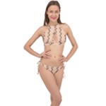Print Pattern Minimal Tribal Cross Front Halter Bikini Set