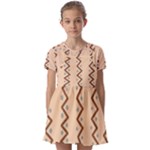 Print Pattern Minimal Tribal Kids  Short Sleeve Pinafore Style Dress