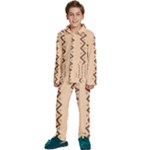 Print Pattern Minimal Tribal Kids  Long Sleeve Velvet Pajamas Set