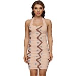 Print Pattern Minimal Tribal Sleeveless Wide Square Neckline Ruched Bodycon Dress