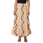 Print Pattern Minimal Tribal Tiered Ruffle Maxi Skirt