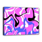 Swirl Pink White Blue Black Canvas 16  x 12  (Stretched)