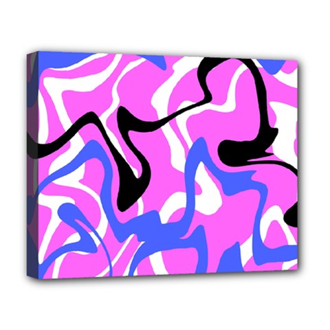 Swirl Pink White Blue Black Deluxe Canvas 20  x 16  (Stretched) from ZippyPress