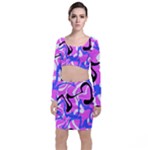 Swirl Pink White Blue Black Top and Skirt Sets