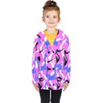Swirl Pink White Blue Black Kids  Double Breasted Button Coat
