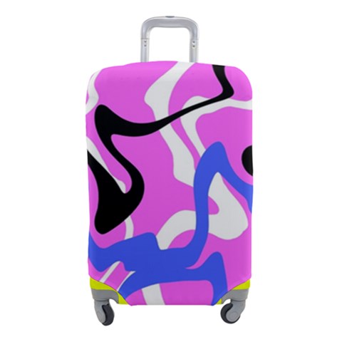 Swirl Pink White Blue Black Luggage Cover (Small) from ZippyPress