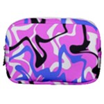 Swirl Pink White Blue Black Make Up Pouch (Small)