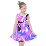 Swirl Pink White Blue Black Kids  Summer Dress