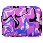 Swirl Pink White Blue Black Make Up Pouch (Large)