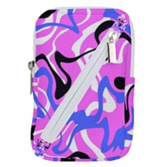 Swirl Pink White Blue Black Belt Pouch Bag (Large) from ZippyPress