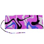 Swirl Pink White Blue Black Roll Up Canvas Pencil Holder (S)