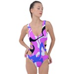 Swirl Pink White Blue Black Side Cut Out Swimsuit