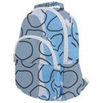 Boho Blue Deep Blue Artwork Rounded Multi Pocket Backpack