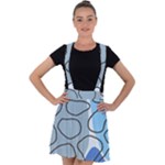 Boho Blue Deep Blue Artwork Velvet Suspender Skater Skirt