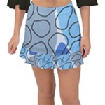 Boho Blue Deep Blue Artwork Fishtail Mini Chiffon Skirt
