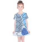 Boho Blue Deep Blue Artwork Kids  Simple Cotton Dress