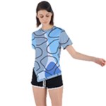 Boho Blue Deep Blue Artwork Asymmetrical Short Sleeve Sports T-Shirt