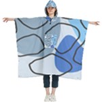 Boho Blue Deep Blue Artwork Women s Hooded Rain Ponchos