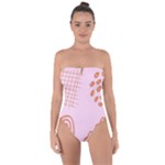 Elements Scribbles Wiggly Lines Retro Vintage Tie Back One Piece Swimsuit