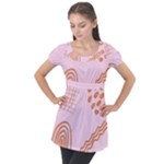 Elements Scribbles Wiggly Lines Retro Vintage Puff Sleeve Tunic Top