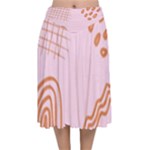 Elements Scribbles Wiggly Lines Retro Vintage Velvet Flared Midi Skirt