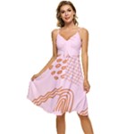 Elements Scribbles Wiggly Lines Retro Vintage Sleeveless Tie Front Chiffon Dress