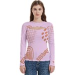 Elements Scribbles Wiggly Lines Retro Vintage Women s Cut Out Long Sleeve T-Shirt