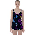 Ink Brushes Texture Grunge Tie Front Two Piece Tankini