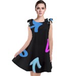 Ink Brushes Texture Grunge Tie Up Tunic Dress