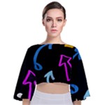 Colorful Arrows Kids Pointer Tie Back Butterfly Sleeve Chiffon Top