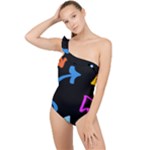 Colorful Arrows Kids Pointer Frilly One Shoulder Swimsuit