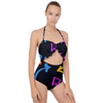 Colorful Arrows Kids Pointer Scallop Top Cut Out Swimsuit