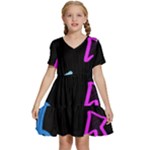 Ink Brushes Texture Grunge Kids  Short Sleeve Tiered Mini Dress
