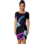 Ink Brushes Texture Grunge Fitted Knot Split End Bodycon Dress