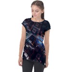 Fractal Cube 3d Art Nightmare Abstract Cap Sleeve High Low Top