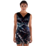Fractal Cube 3d Art Nightmare Abstract Wrap Front Bodycon Dress