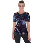 Fractal Cube 3d Art Nightmare Abstract Shoulder Cut Out Short Sleeve Top