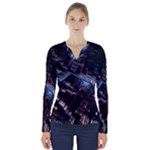 Fractal Cube 3d Art Nightmare Abstract V-Neck Long Sleeve Top