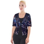 Fractal Cube 3d Art Nightmare Abstract Cropped Button Cardigan