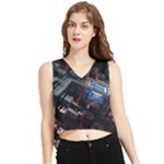 Fractal Cube 3d Art Nightmare Abstract V-Neck Cropped Tank Top