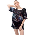 Fractal Cube 3d Art Nightmare Abstract Oversized Chiffon Top