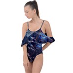 Fractal Cube 3d Art Nightmare Abstract Drape Piece Swimsuit