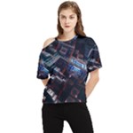 Fractal Cube 3d Art Nightmare Abstract One Shoulder Cut Out T-Shirt